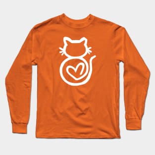 Kitty Heart Outline White Long Sleeve T-Shirt